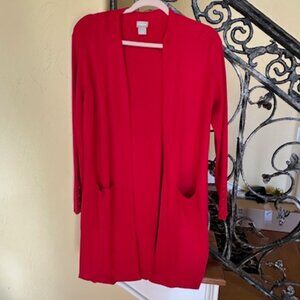Nice Long Red Open Cardigan Sweater from Chico's